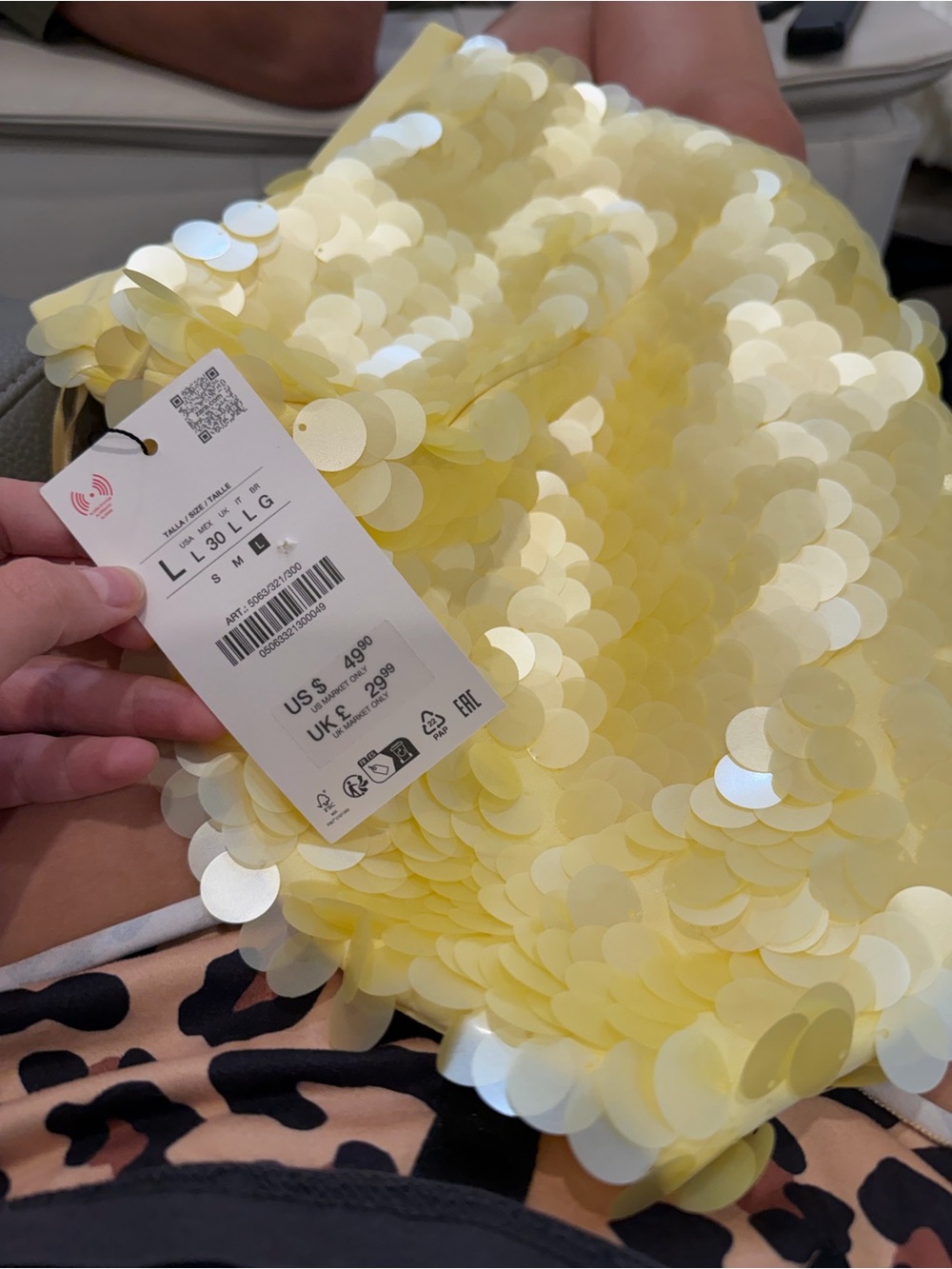 Zara Yellow Strapless Sequin Satin Crop Top - Picture 7 of 7